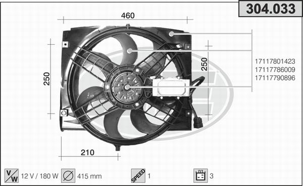 AHE 304.033 - Fan, radiator www.parts5.com