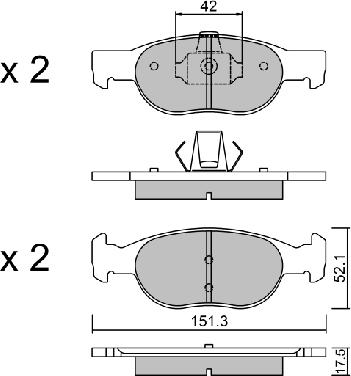 AISIN BPFI-1002 - Juego de pastillas de freno www.parts5.com