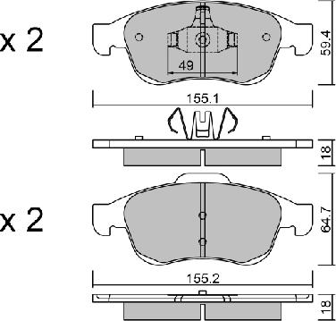 AISIN BPRE-1006 - Komplet zavornih oblog, ploscne (kolutne) zavore www.parts5.com