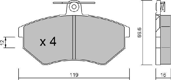 AISIN BPVW-1002 - Тормозные колодки, дисковые, комплект www.parts5.com