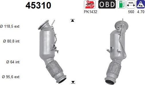 AS 45310 - Catalytic Converter www.parts5.com