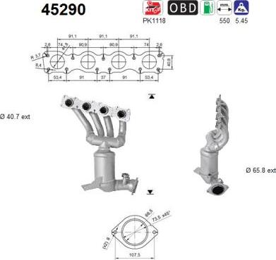 AS 45290 - Catalytic Converter parts5.com