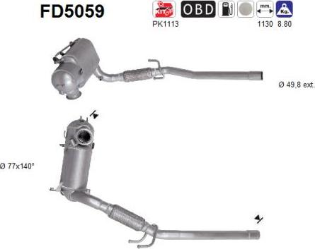 AS FD5059 - Filtro hollín / partículas, sistema escape www.parts5.com