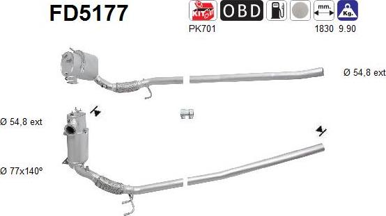 AS FD5177 - Filtr sadzy / filtr cząstek stałych, układ wydechowy www.parts5.com