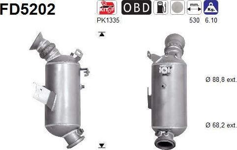 AS FD5202 - Filtru funingine / particule, sist.de esapament www.parts5.com