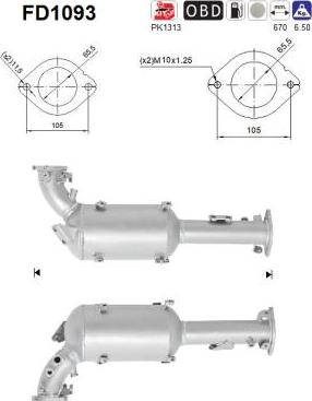 AS FD1093 - Korom / részecskeszűrő, kipufogó www.parts5.com