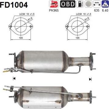 AS FD1004 - Soot / Particulate Filter, exhaust system parts5.com