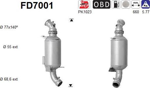 AS FD7001 - Soot / Particulate Filter, exhaust system parts5.com