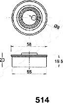 Ashika 45-05-514 - Tensioner, timing belt www.parts5.com