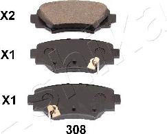 Ashika 51-03-308 - Brake Pad Set, disc brake www.parts5.com