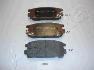 Ashika 51-0H-H03 - Brake Pad Set, disc brake www.parts5.com