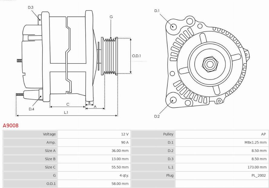 AS-PL A9008 - Generátor www.parts5.com