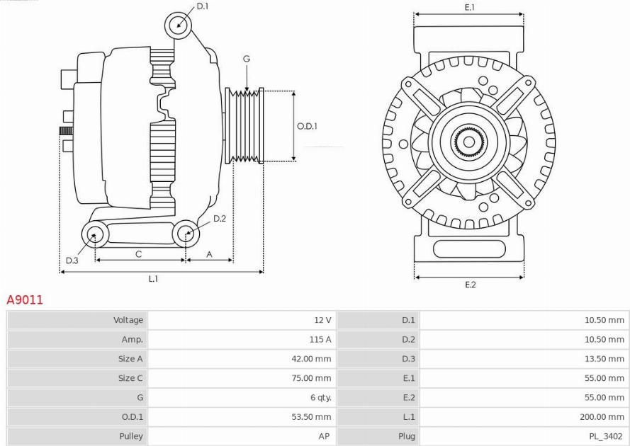 AS-PL A9011 - Alternador www.parts5.com