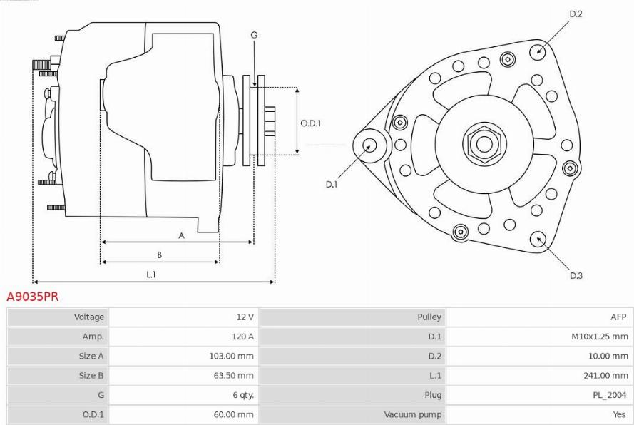 AS-PL A9035PR - Alternator www.parts5.com