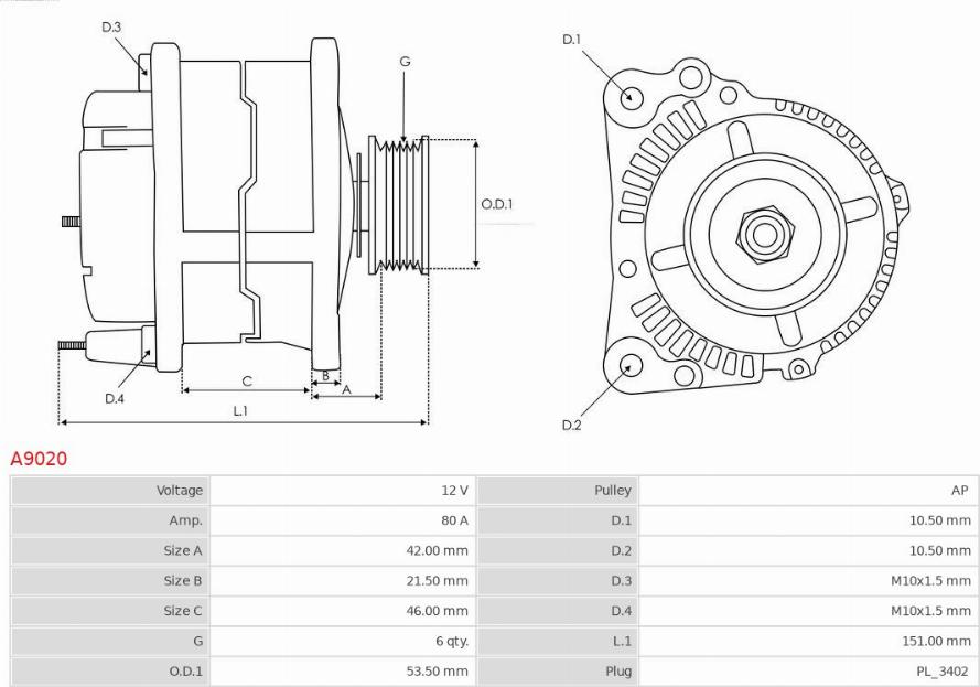 AS-PL A9020 - Генератор www.parts5.com