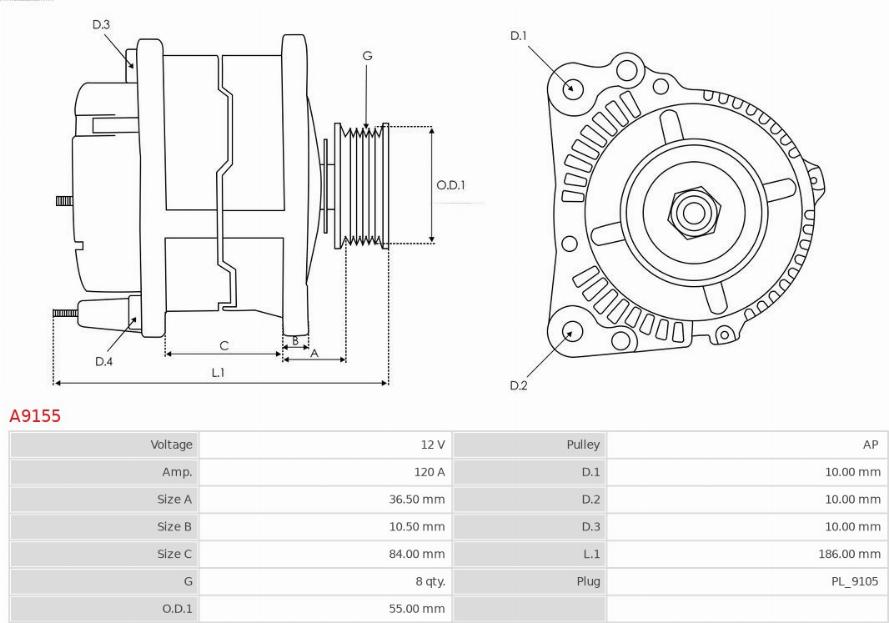 AS-PL A9155 - Alternator www.parts5.com