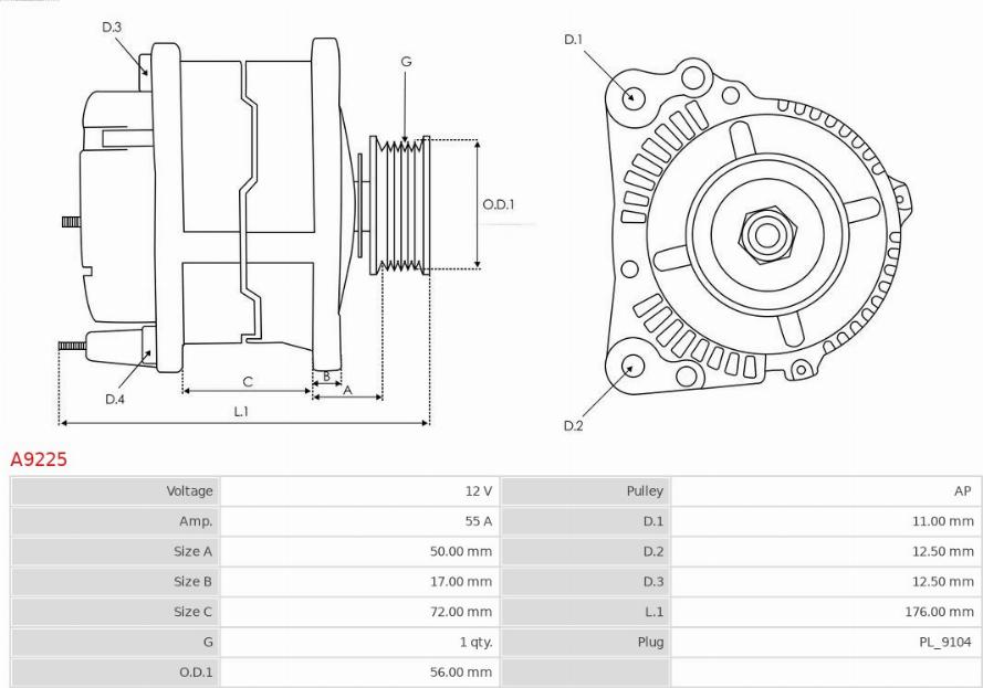 AS-PL A9225 - Alternator www.parts5.com