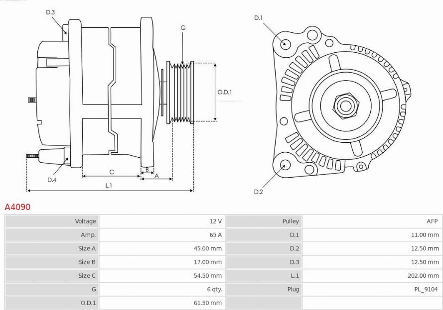 AS-PL A4090 - Alternador parts5.com