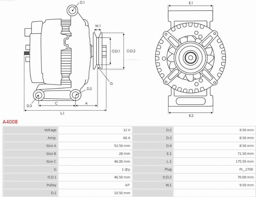 AS-PL A4008 - Alternatör www.parts5.com