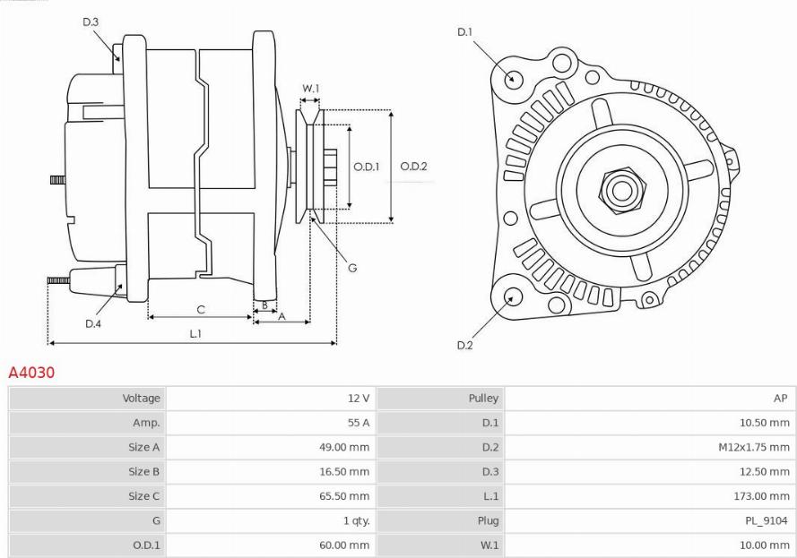 AS-PL A4030 - Laturi www.parts5.com