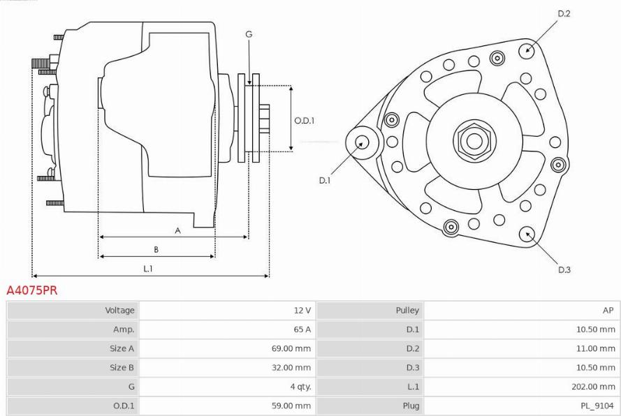 AS-PL A4075PR - Alternator www.parts5.com