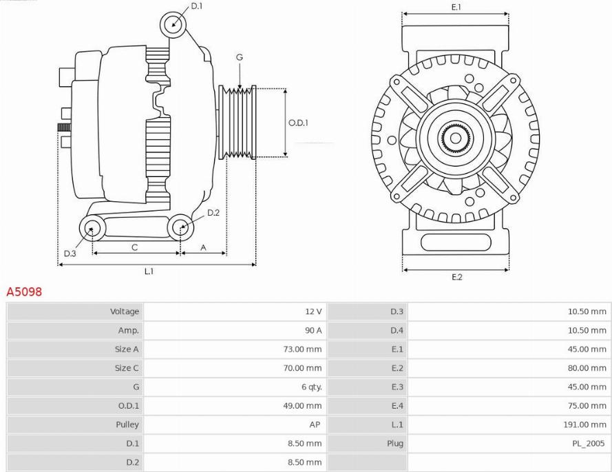 AS-PL A5098 - Alternator www.parts5.com