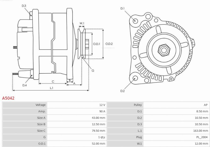 AS-PL A5042 - Alternator www.parts5.com