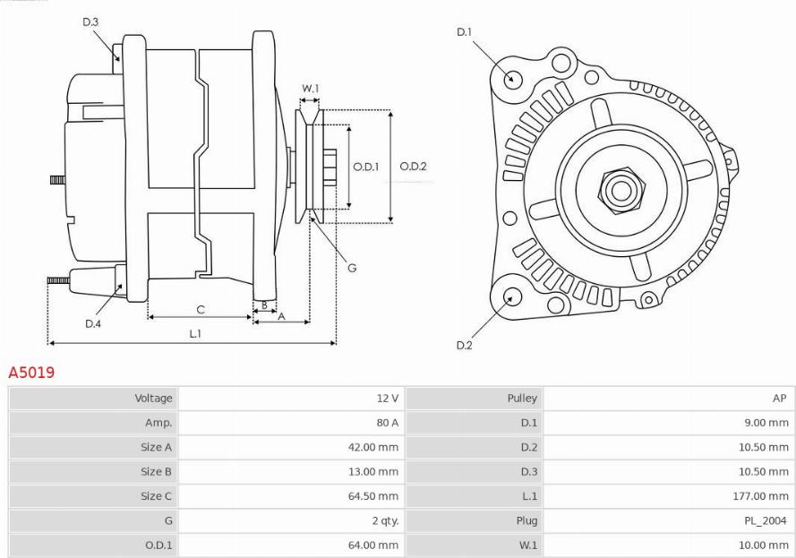 AS-PL A5019 - Alternador www.parts5.com