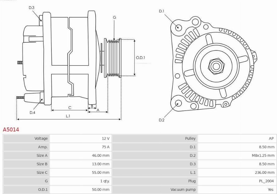 AS-PL A5014 - Alternator www.parts5.com