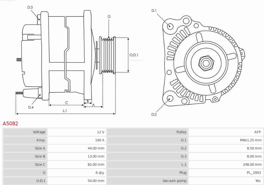 AS-PL A5082 - Alternator www.parts5.com