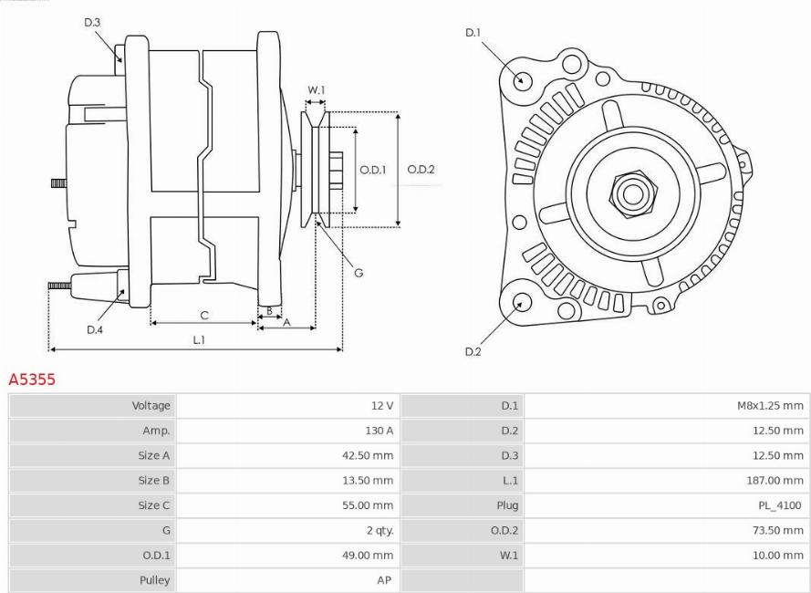 AS-PL A5355 - Generator / Alternator www.parts5.com