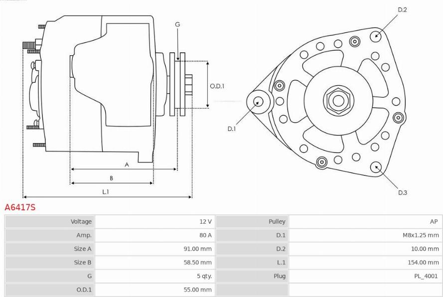 AS-PL A6417S - Alternatör www.parts5.com