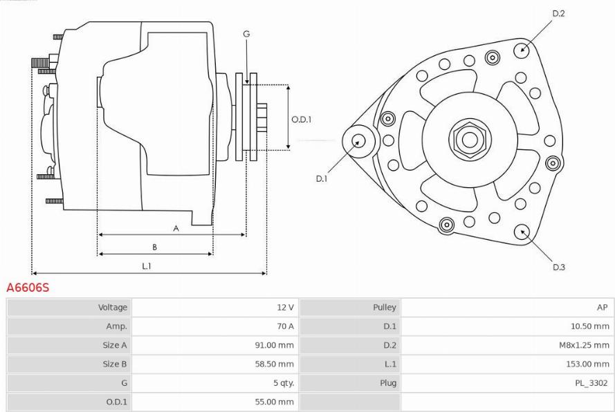 AS-PL A6606S - Generator / Alternator www.parts5.com