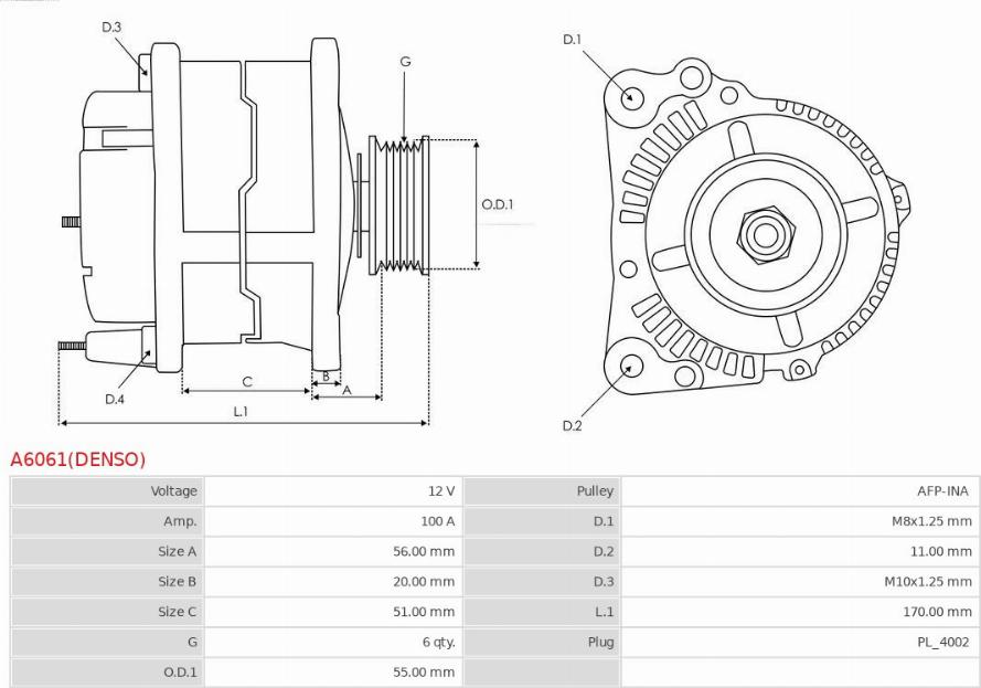 AS-PL A6061(DENSO) - Alternador www.parts5.com