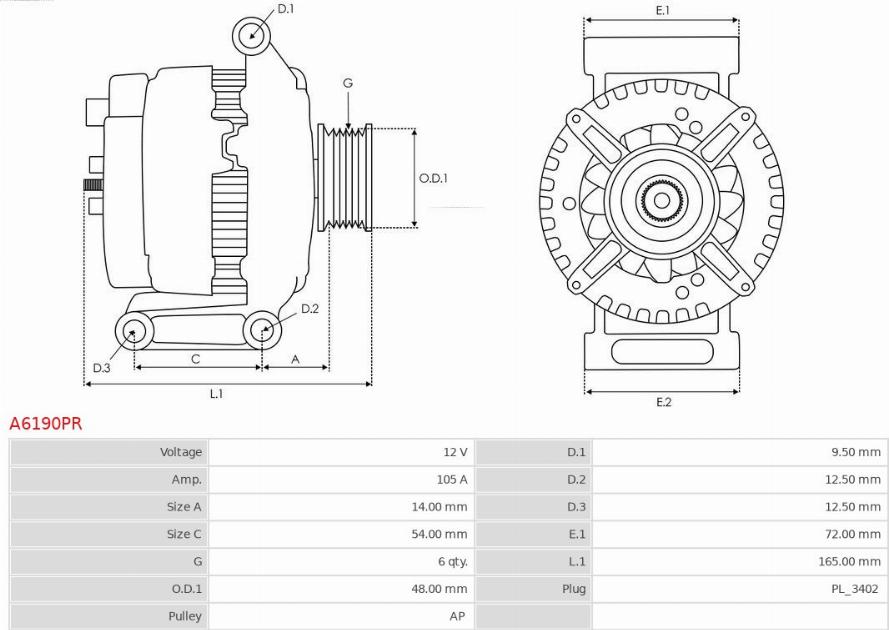 AS-PL A6190PR - Alternator www.parts5.com