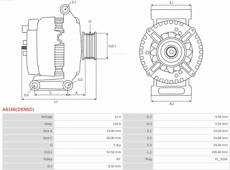 AS-PL A6166(DENSO) - Generaator www.parts5.com