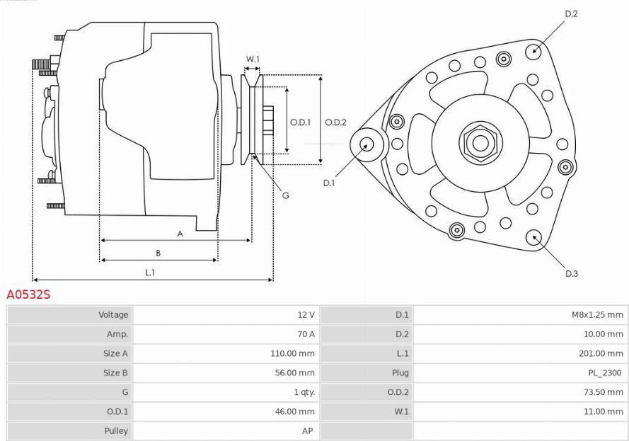 AS-PL A0532S - Alternatör www.parts5.com