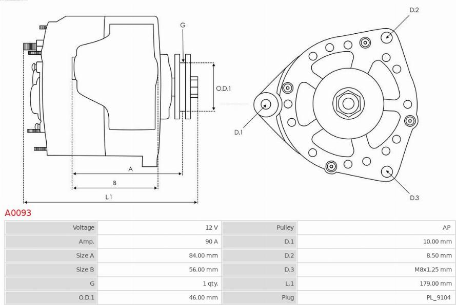 AS-PL A0093 - Генератор www.parts5.com