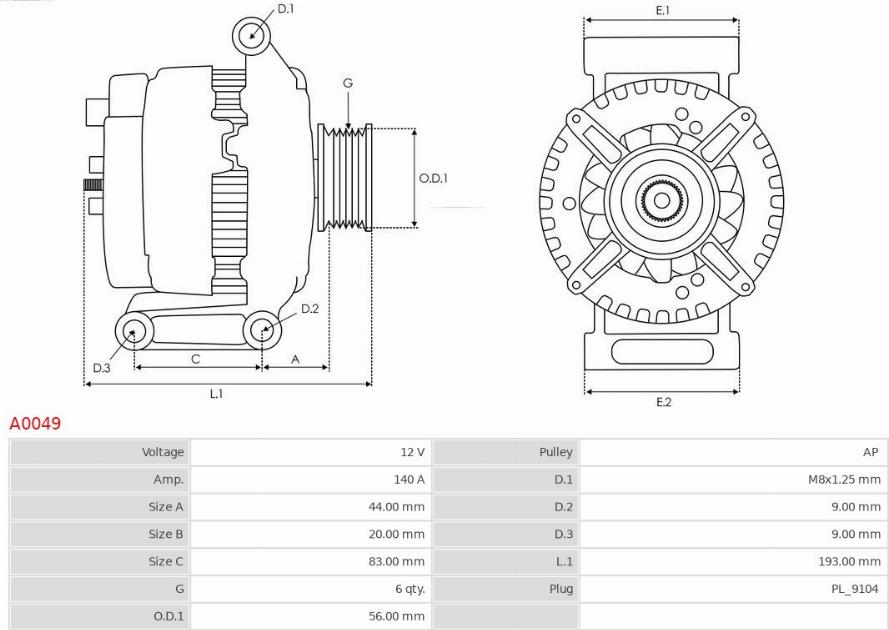 AS-PL A0049 - Alternador www.parts5.com