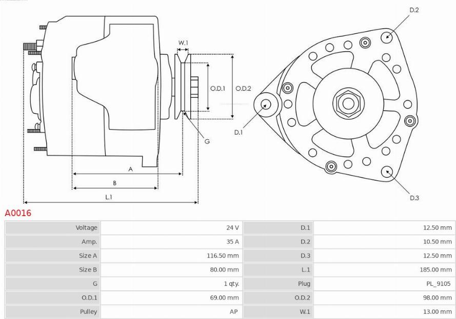 AS-PL A0016 - Alternator www.parts5.com