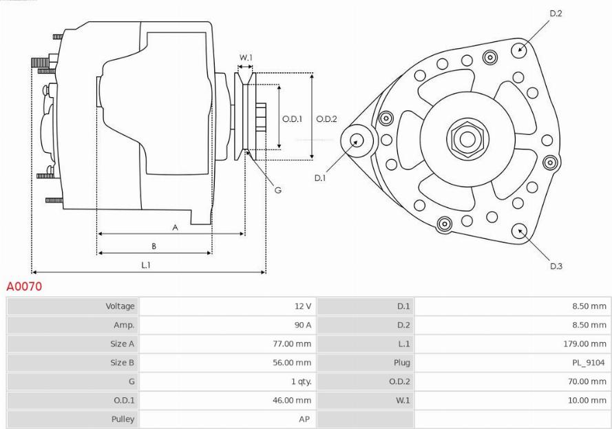 AS-PL A0070 - Alternator www.parts5.com