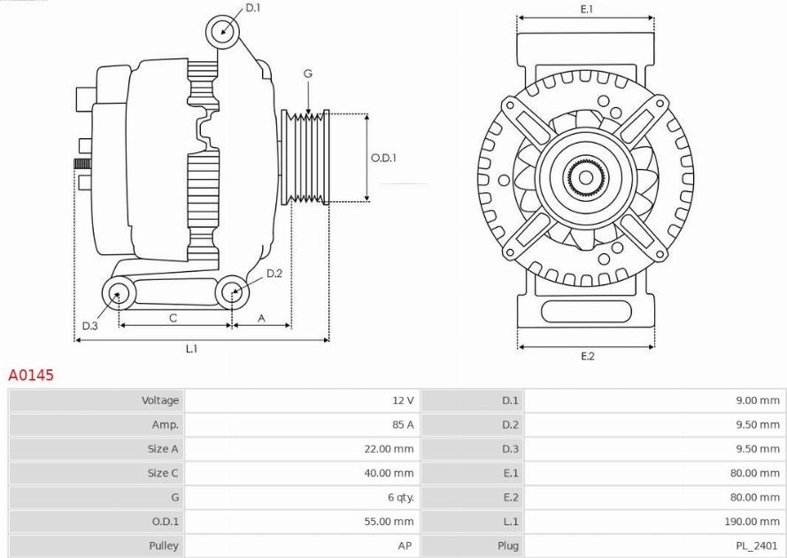 AS-PL A0145 - Alternador www.parts5.com