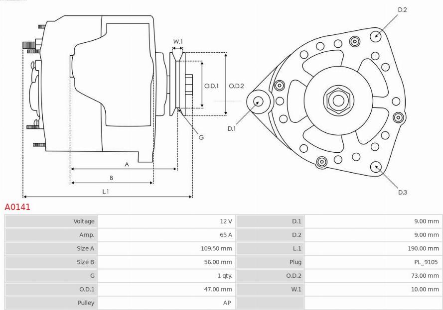 AS-PL A0141 - Alternador www.parts5.com