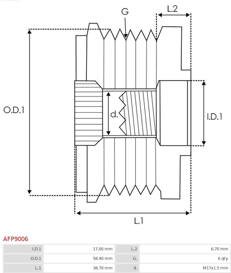 AS-PL AFP9006 - Fulie, alternator www.parts5.com