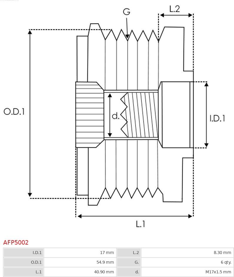 AS-PL AFP5002 - Pulley, alternator, freewheel clutch www.parts5.com