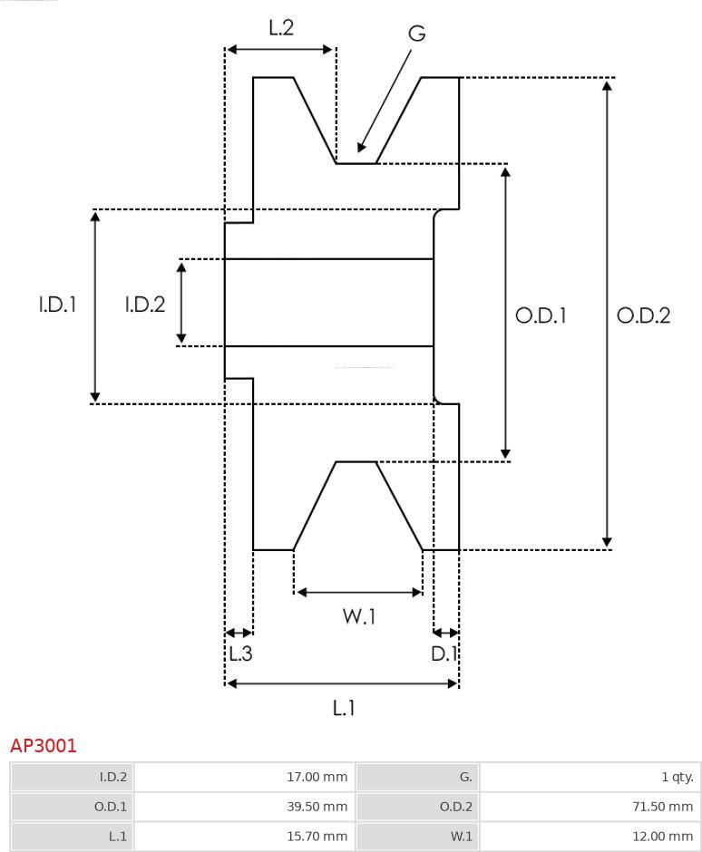 AS-PL AP3001 - Pulley, alternator, freewheel clutch www.parts5.com