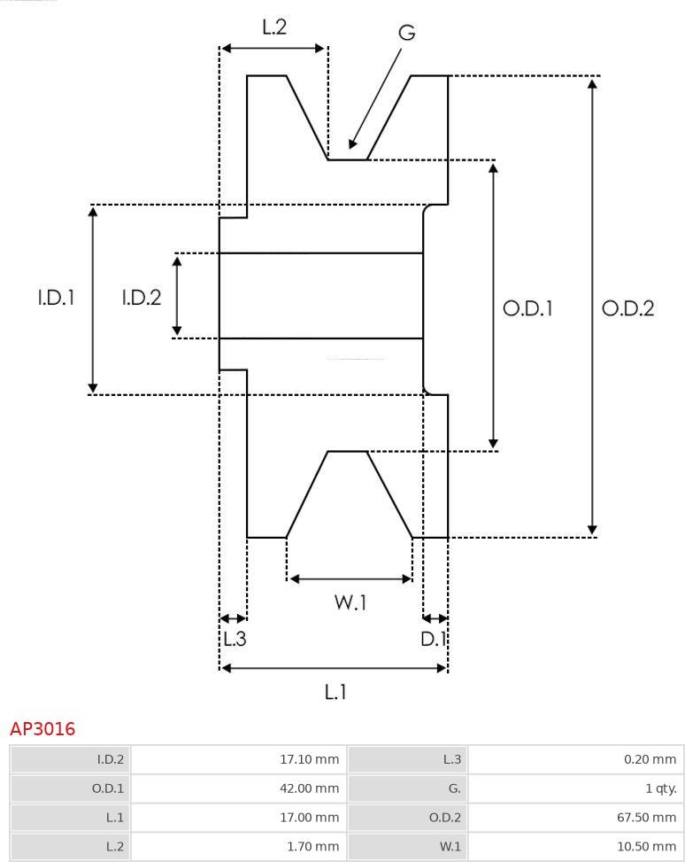 AS-PL AP3016 - Pulley, alternator, freewheel clutch www.parts5.com