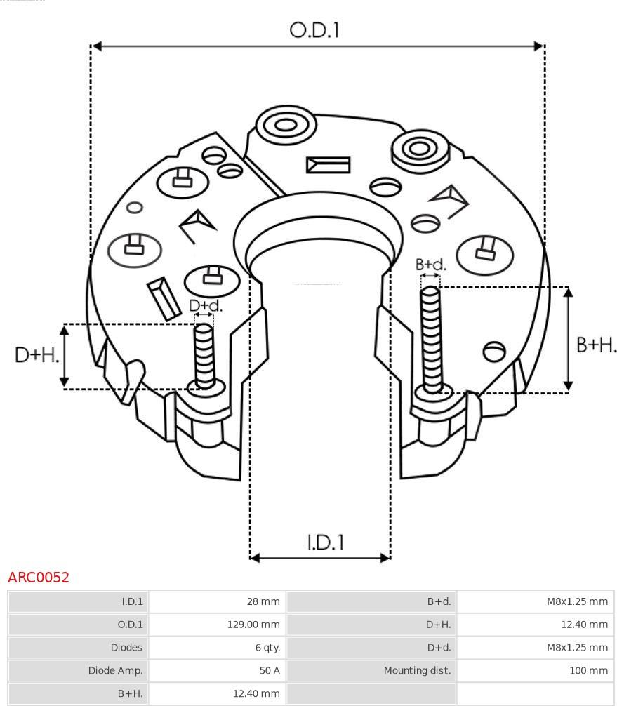 AS-PL ARC0052 - Usmerňovač alternátora www.parts5.com