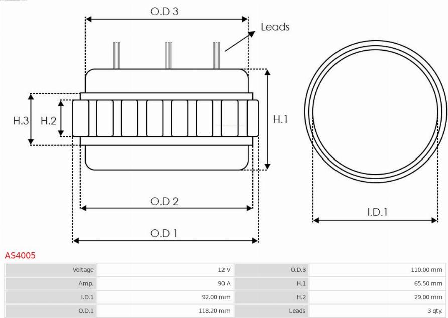 AS-PL AS4005 - Stator, alternator www.parts5.com