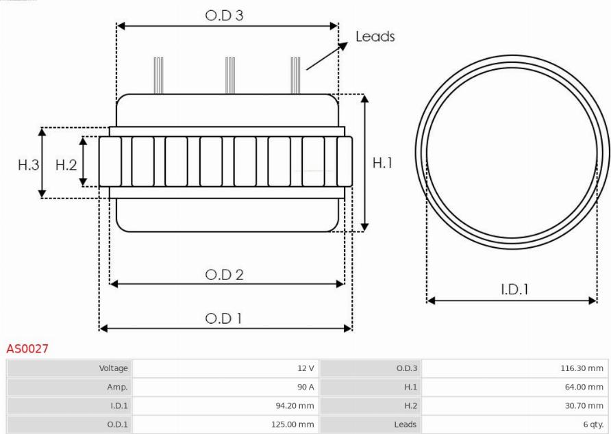 AS-PL AS0027 - Statör, alternatör www.parts5.com